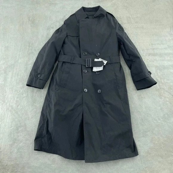Garrison Collection Trench Coat Jacket Mens 40L Black NWT c131 - Picture 1 of 12